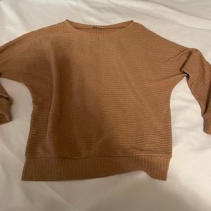 Baileys Blossoms Sweater Women’s small Tan‎ Lightweight Textured Tan scoop neck